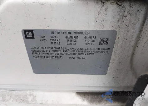 2011 Cadillac Cts Standard from USA, damaged, VIN 1G6DK5ED6B0140841